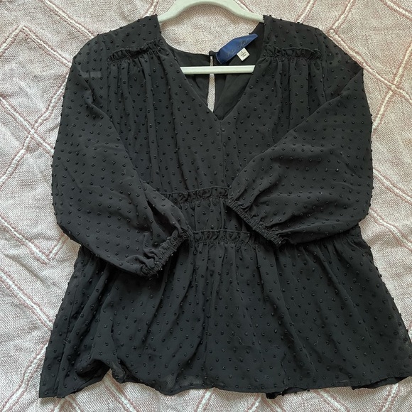 Blue Rain Tops - Francesca’s Black Blue Rain Peplum Top